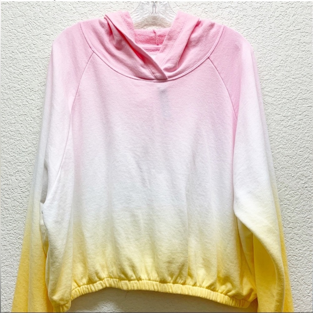 Victoria Secret Sport Pink/Yellow Cropped Hoodie
